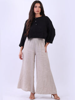 Plain Linen Hi-Lo Top Black