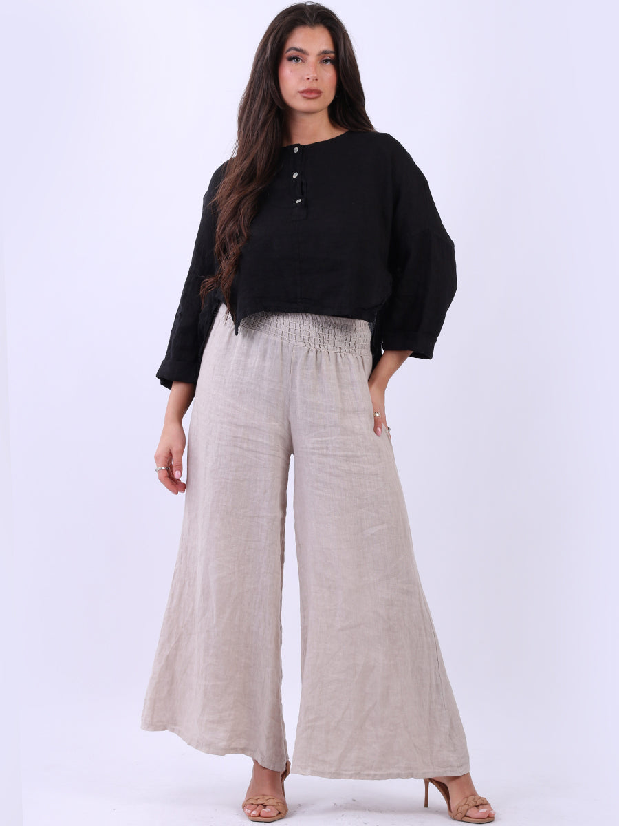 Plain Linen Hi-Lo Top Black