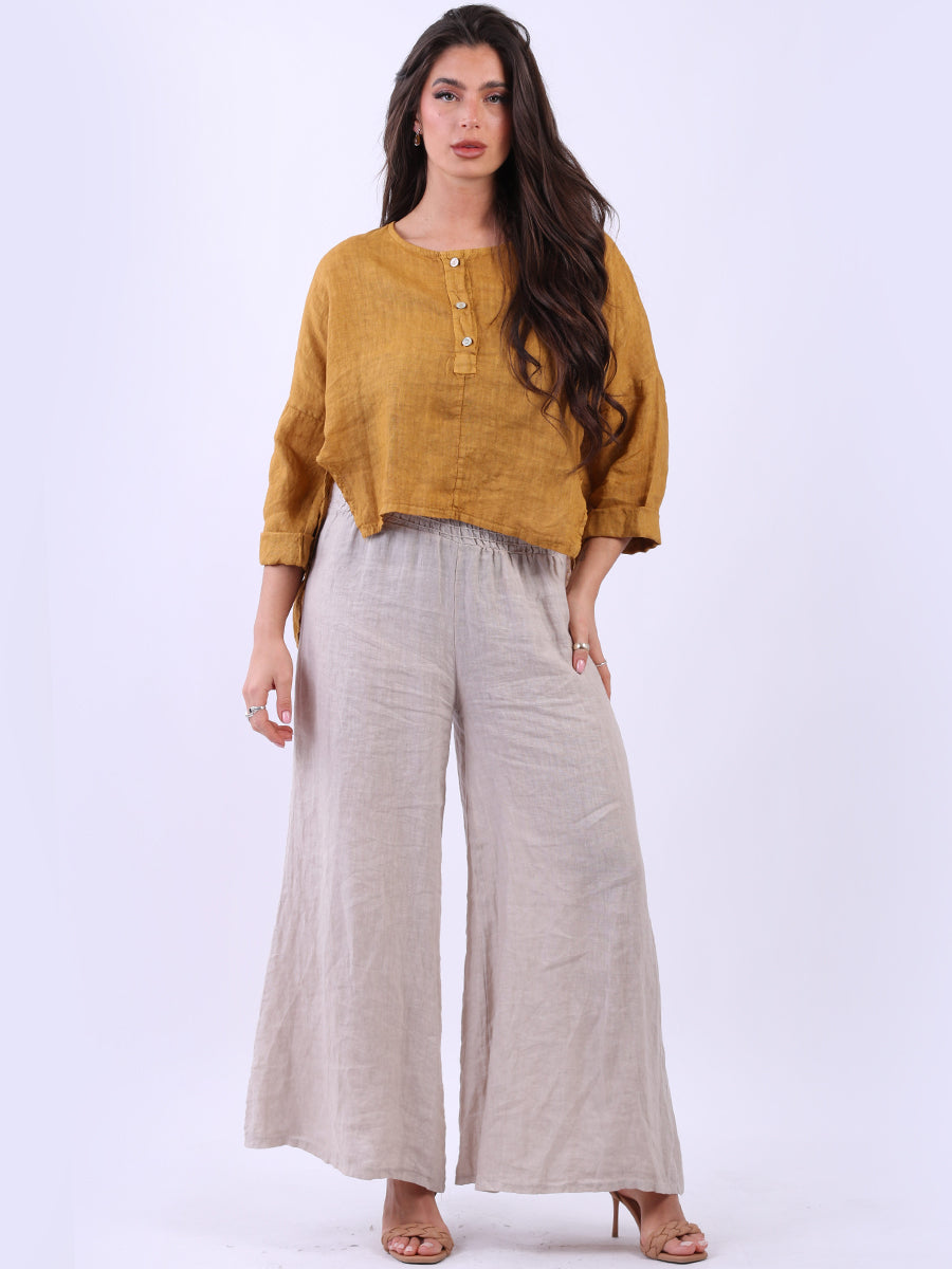 Plain Linen Hi-Lo Top Mustard