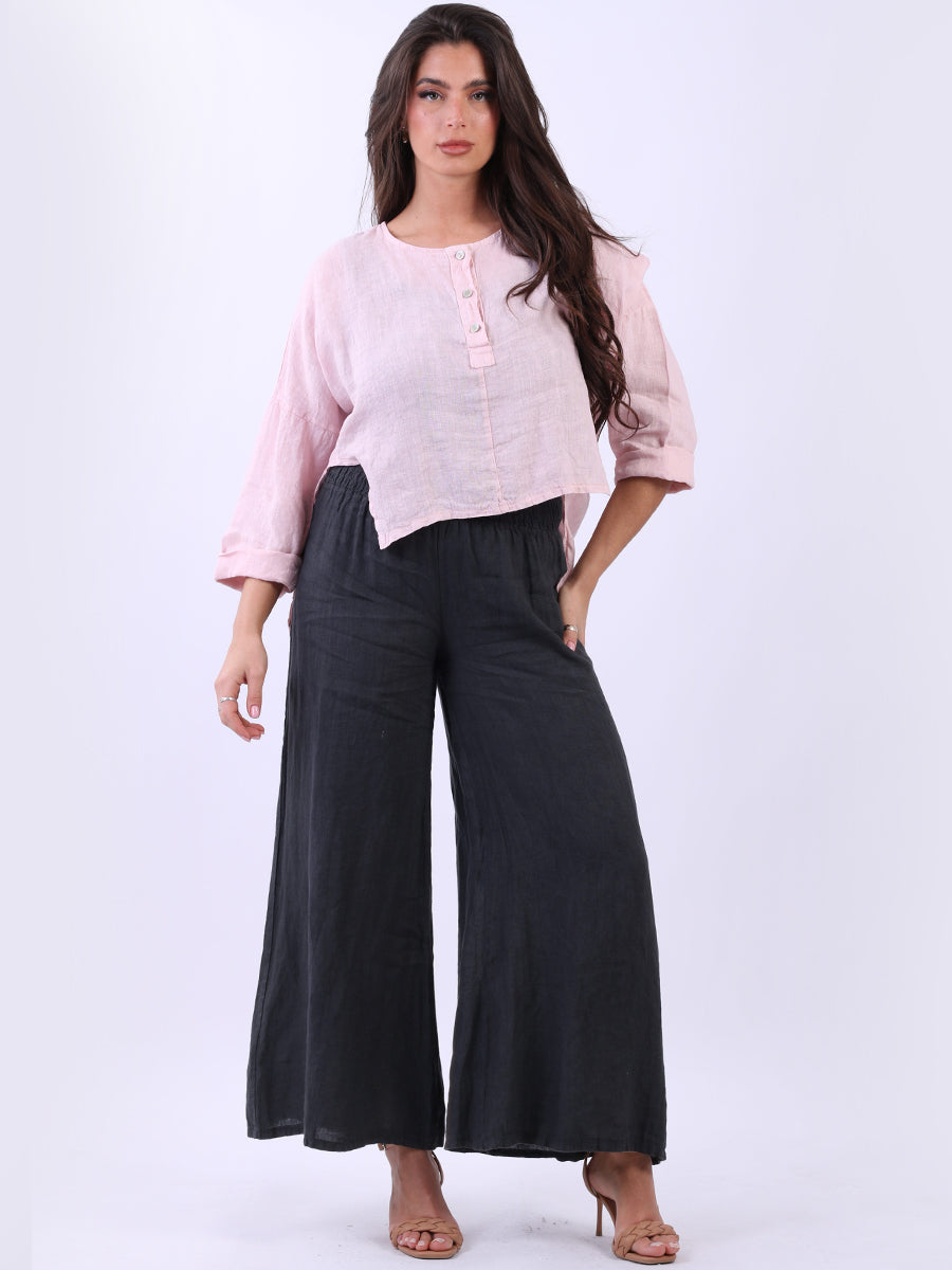 Plain Linen Hi-Lo Top Pink
