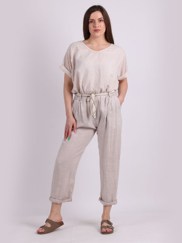 Plain Linen Trouser Beige