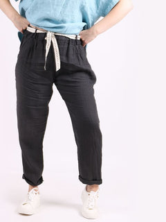 Plain Linen Trouser Charcoal