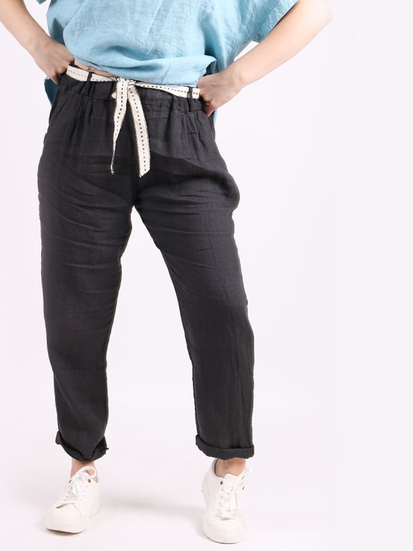 Plain Linen Trouser Charcoal
