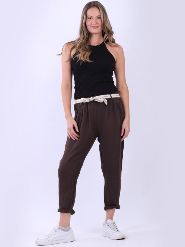 Plain Linen Trouser Chocolate