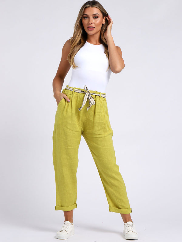 Plain Linen Trouser Mustard