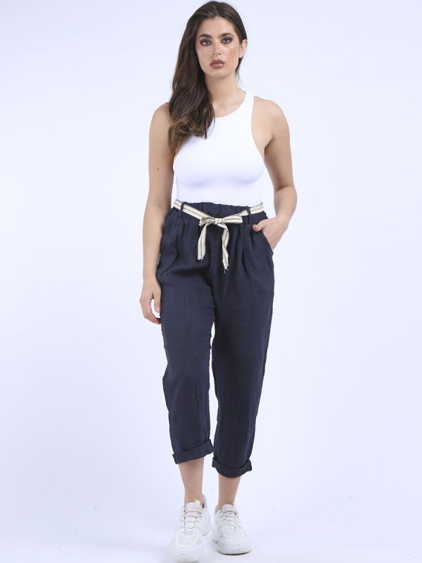 Plain Linen Trouser Navy