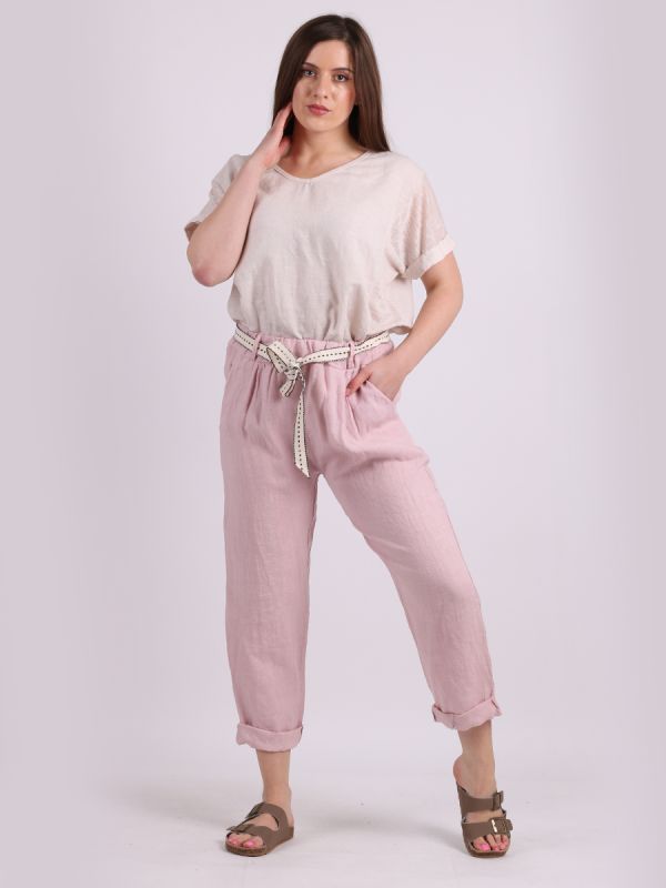Plain Linen Trouser Pink