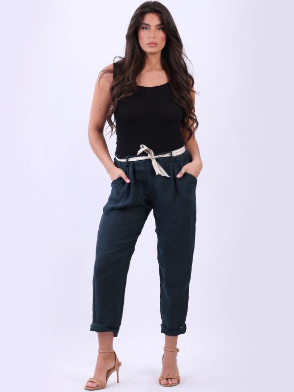 Plain Linen Trouser Teal