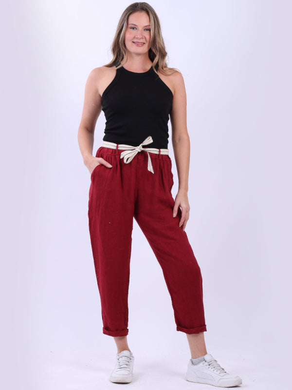 Plain Linen Trouser Wine
