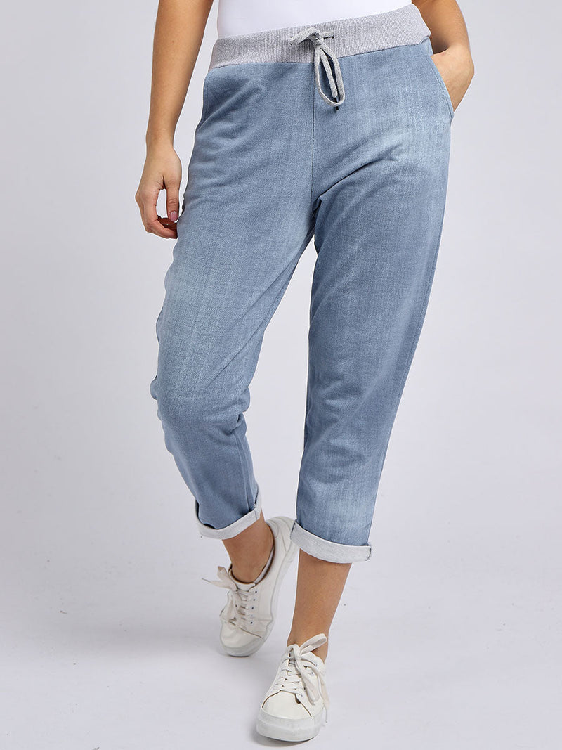 Plain Cotton Trouser Light Denim