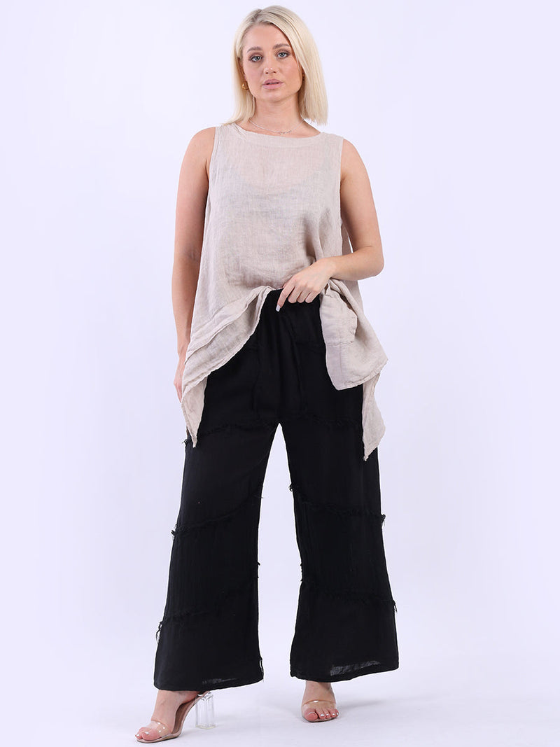 Linen Wide Leg Pant Black