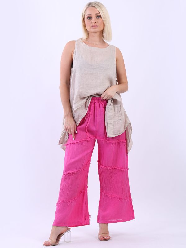 Linen Wide Leg Pant Fuchsia