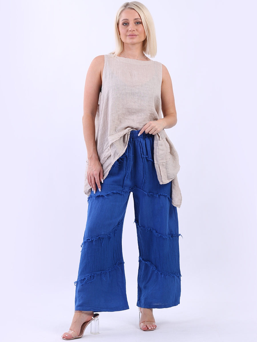Linen Wide Leg Pant Ryal Blue