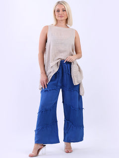 Linen Wide Leg Pant Ryal Blue