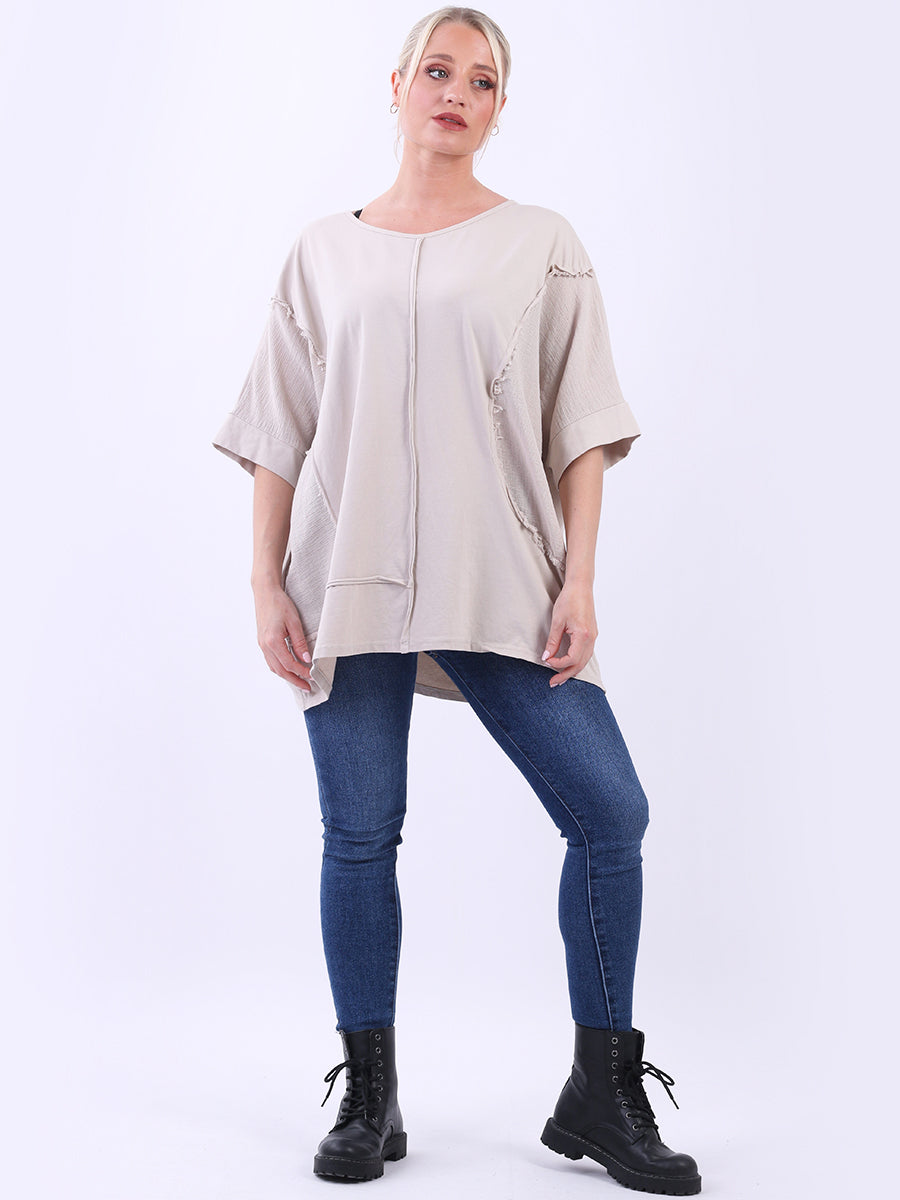 Hopsack Baggy Cotton Top Beige