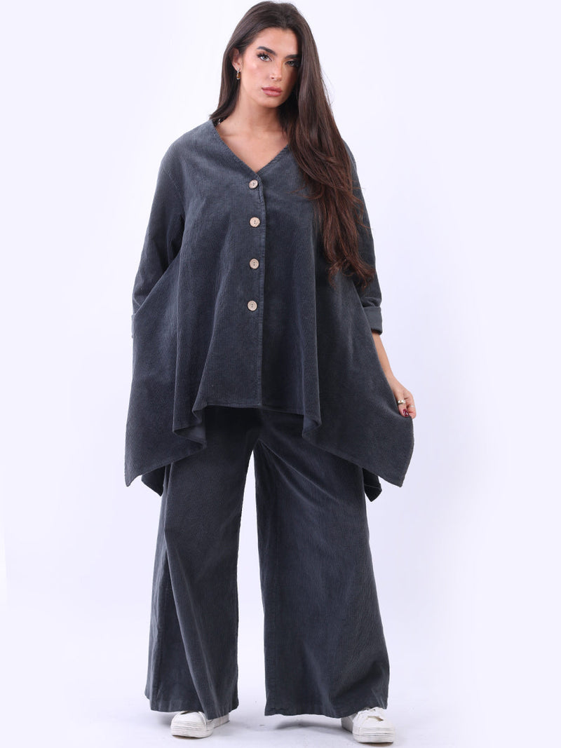 Cotton Corduroy Top Charcoal