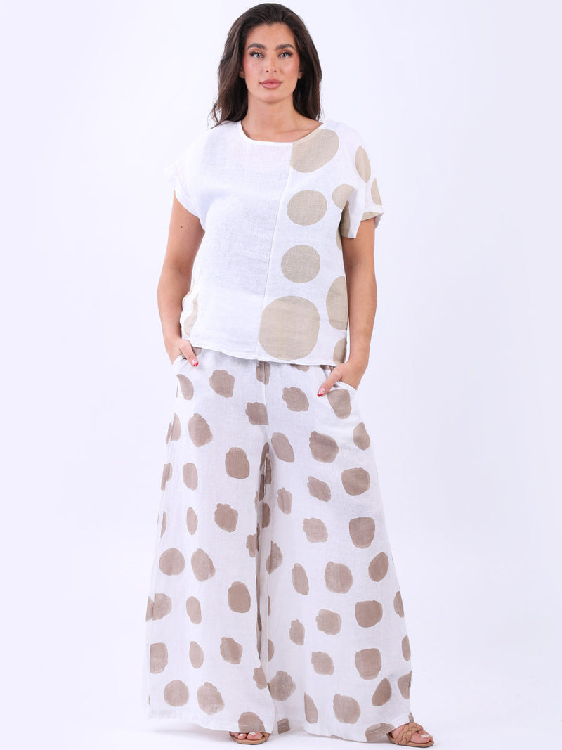 Polka Dot Linen Crop Top White