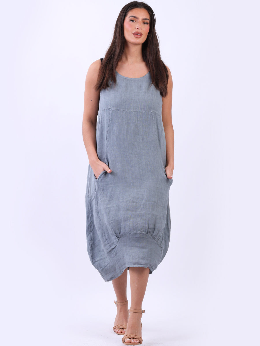 Ribbed Sides Plain Dress Grey