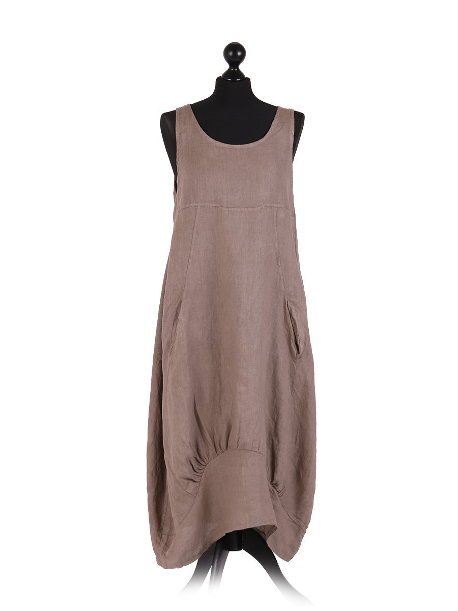 Ribbed Sides Plain Dress Mocha