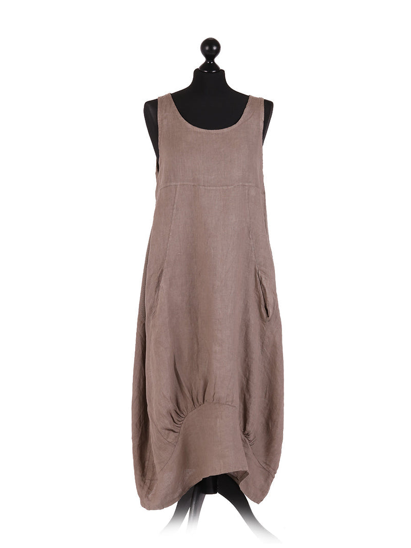 Ribbed Sides Plain Dress Mocha