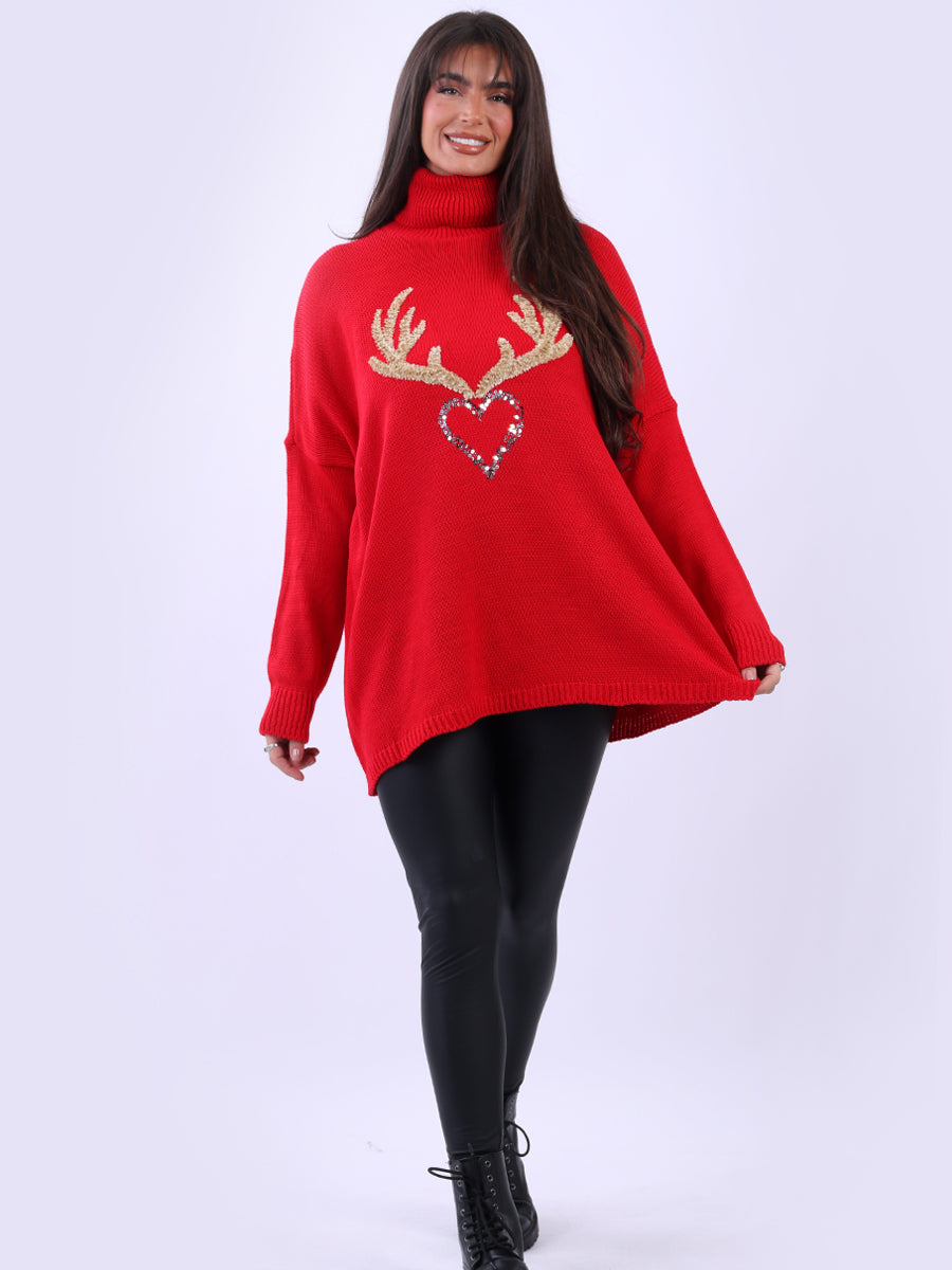 Wool Knitted Jumper Red