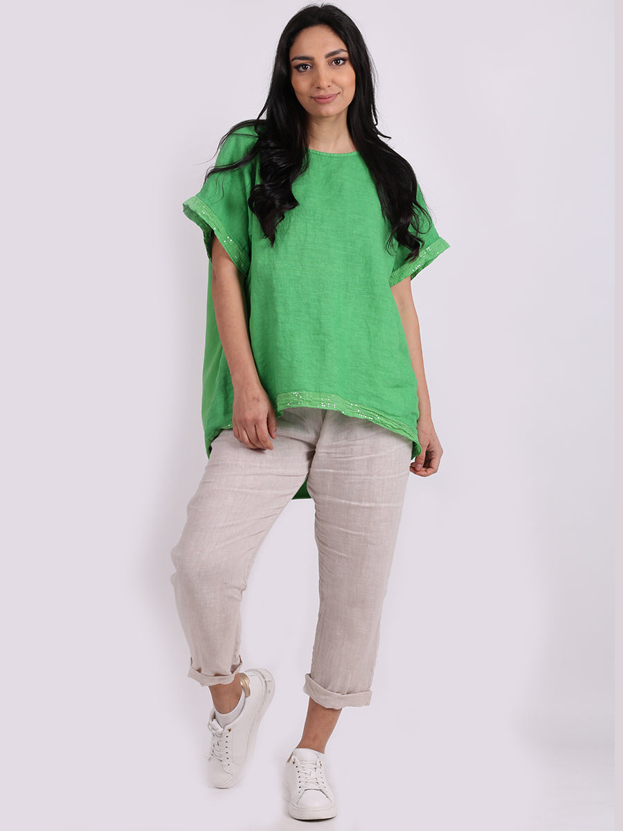 Italian Linen Top Green