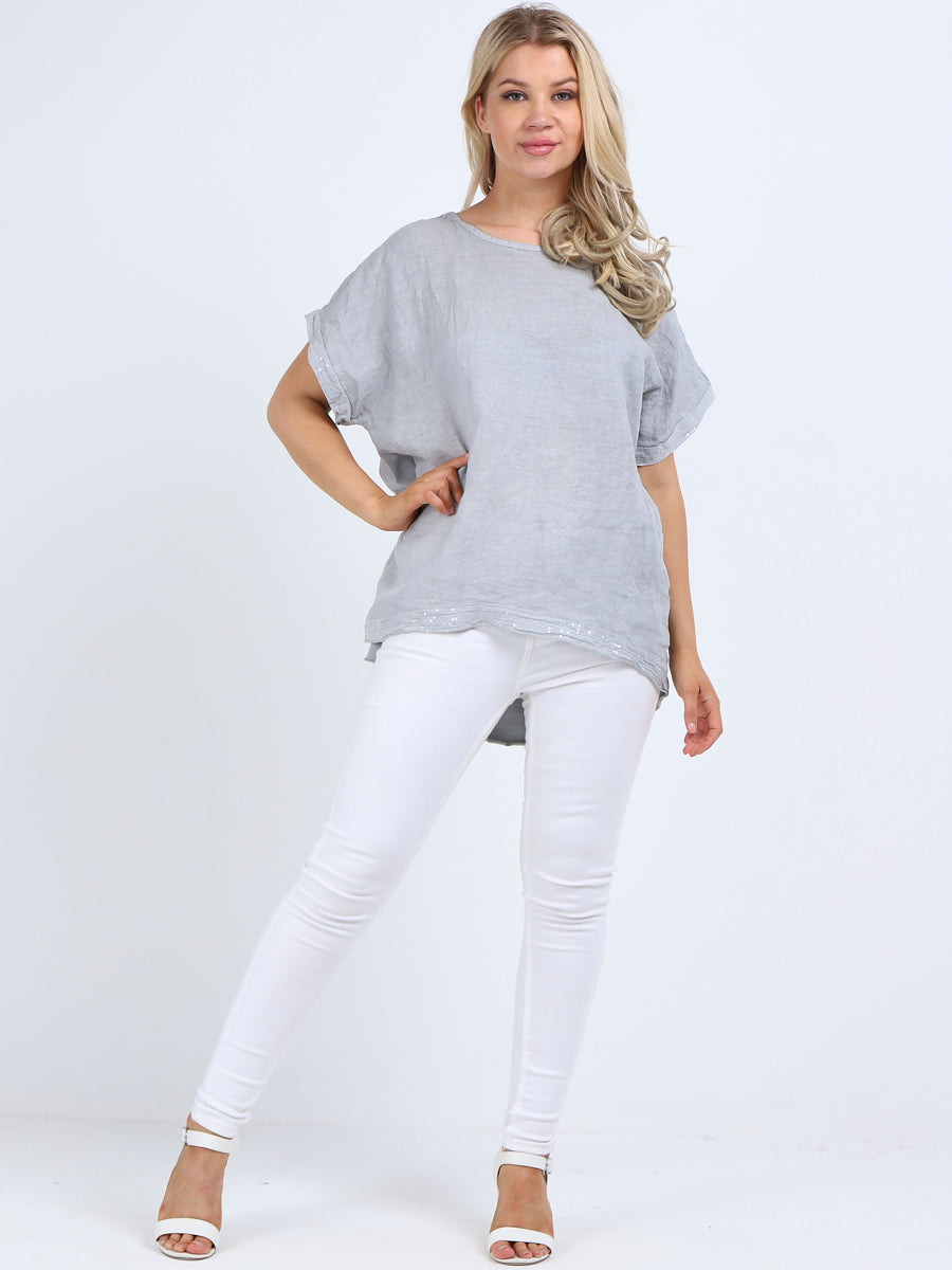 Italian Linen Top Light Grey