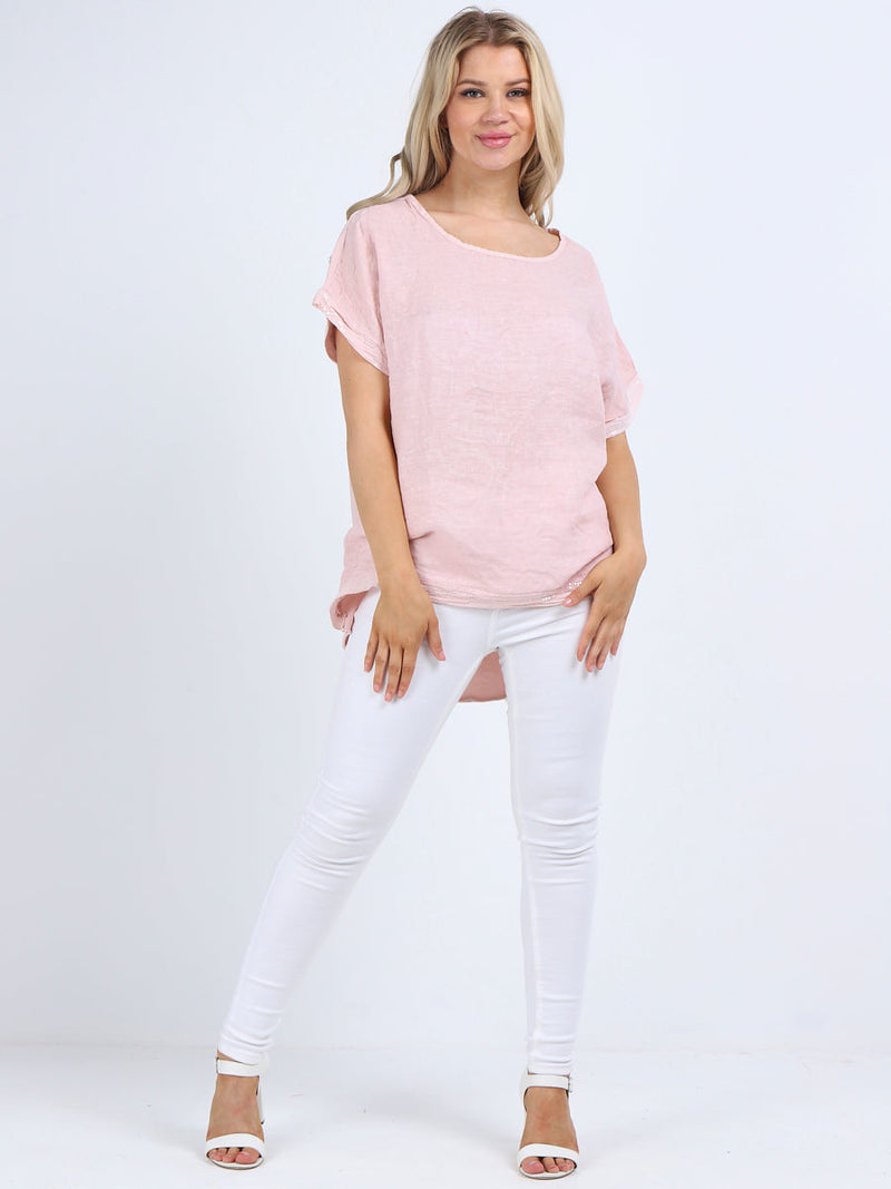 Italian Linen Top Pink