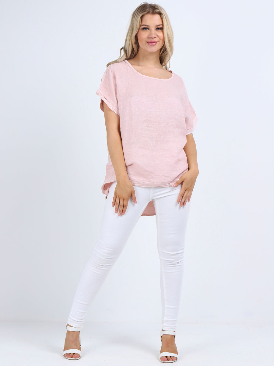 Italian Linen Top Pink