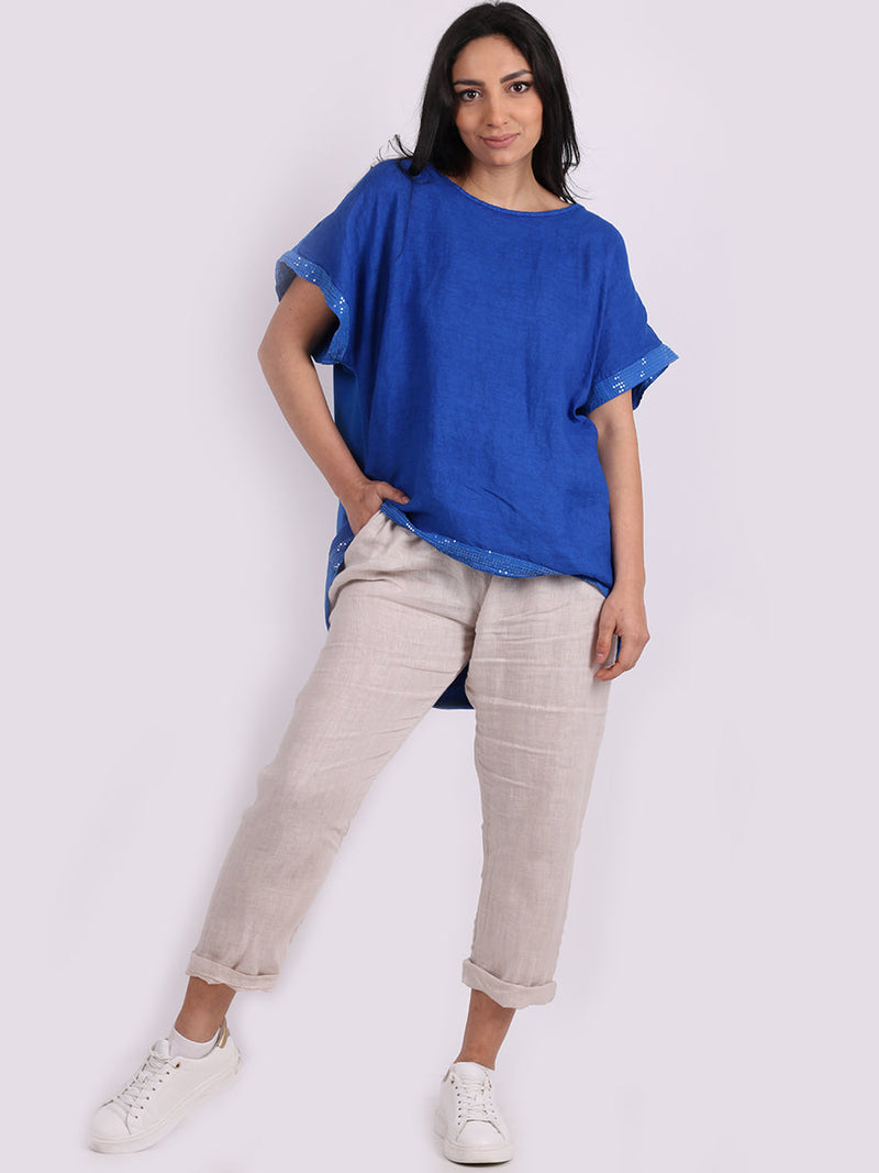 Italian Linen Top Royal Blue