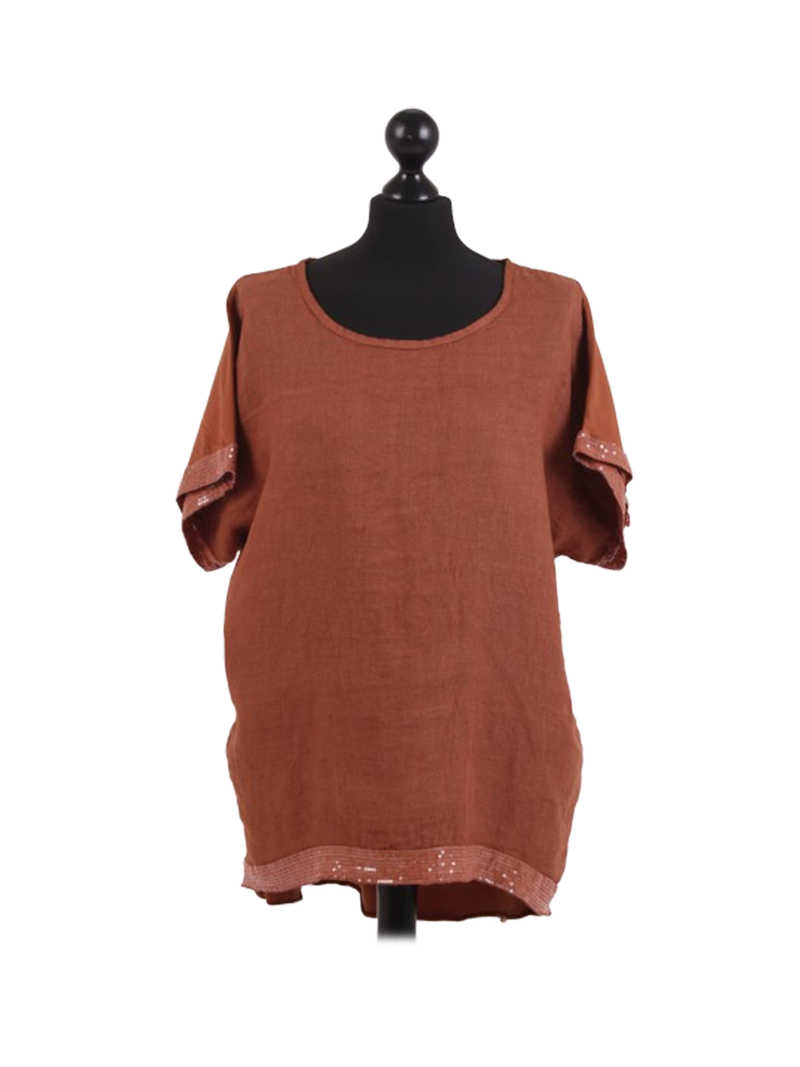Italian Linen Top Rust