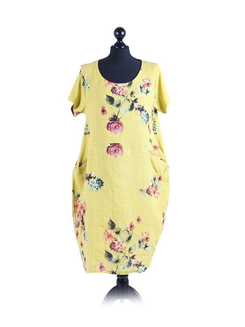 Linen Shift Dress Mustard
