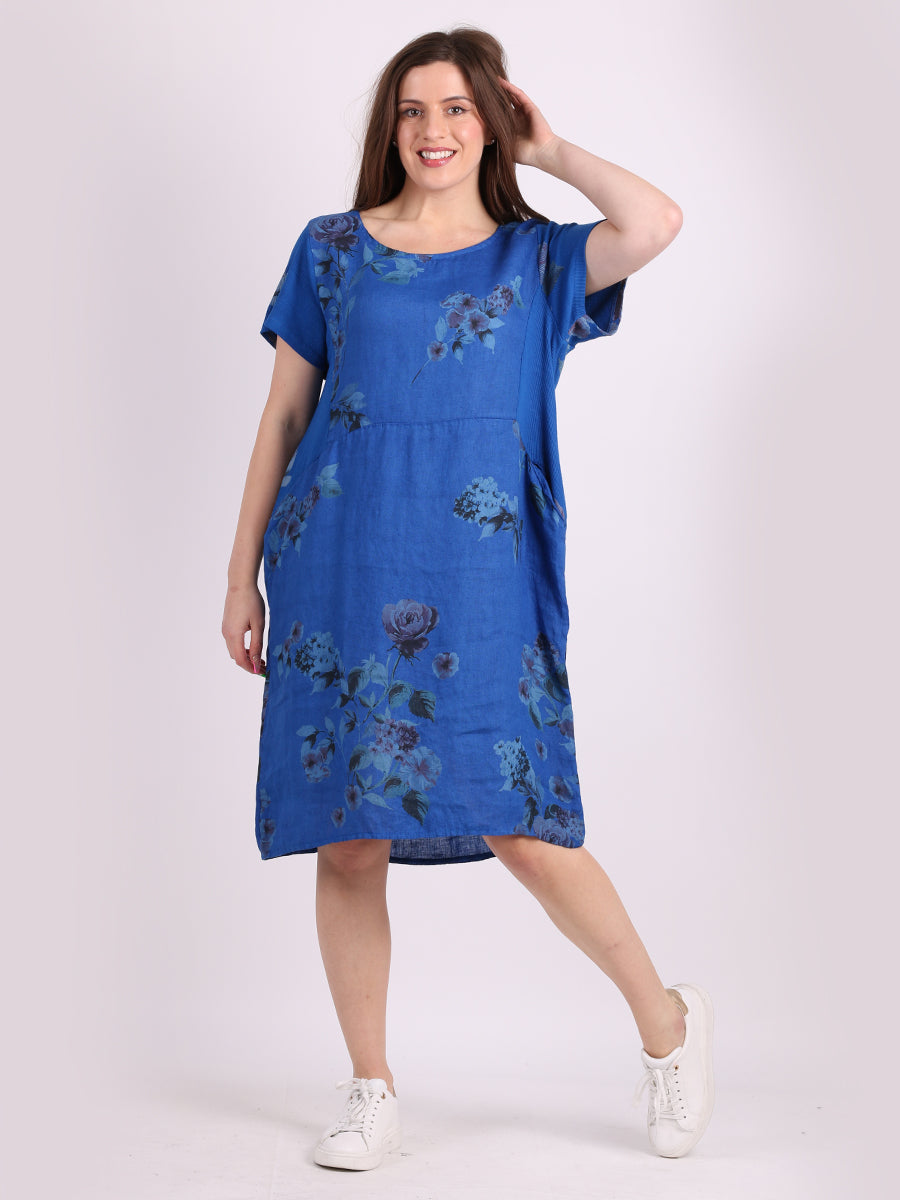 Linen Shift Dress Royal Blue