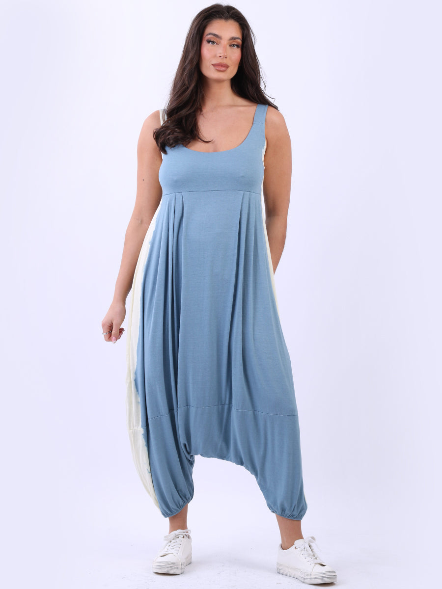 Strappy Harem Crop Jumpsuit Denim