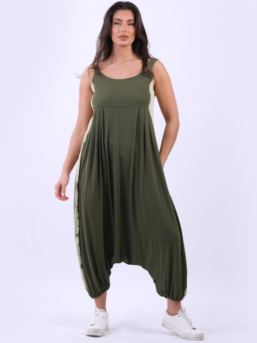 Strappy Harem Crop Jumpsuit Khaki