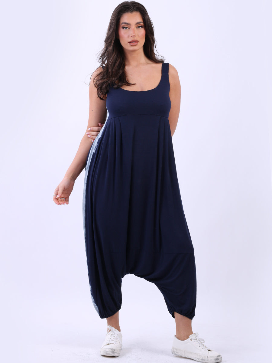 Strappy Harem Crop Jumpsuit Navy