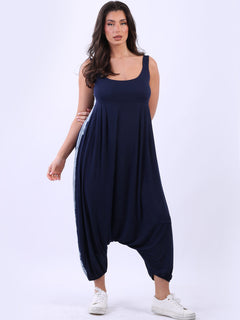 Strappy Harem Crop Jumpsuit Navy