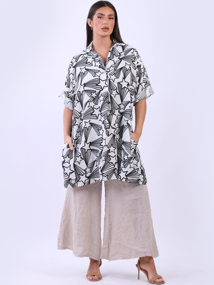 Linen Shirt Dress Black