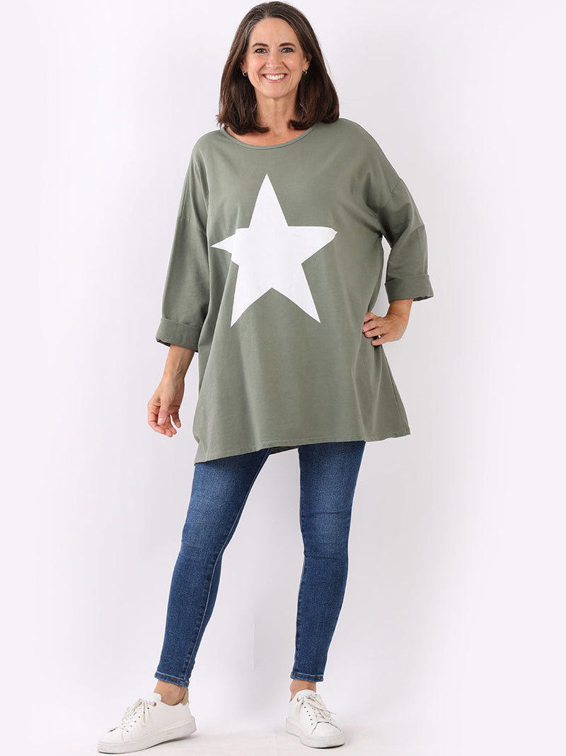 Women Plus Size Tee Khaki