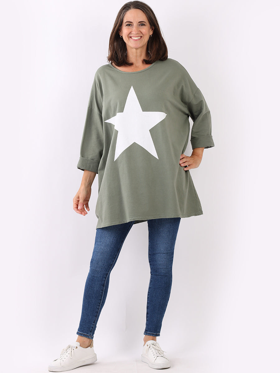 Women Plus Size Tee Khaki