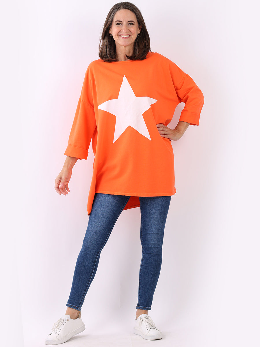 Women Plus Size Tee Orange