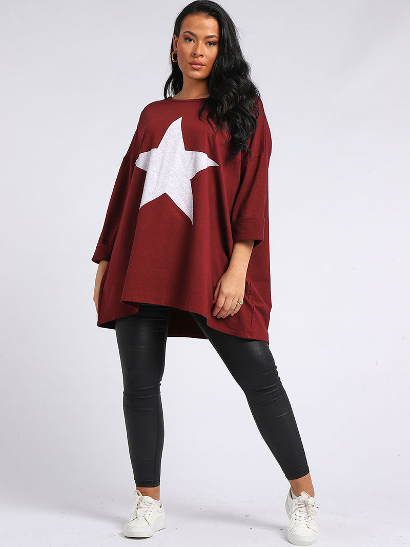 Women Plus Size Tee Wine
