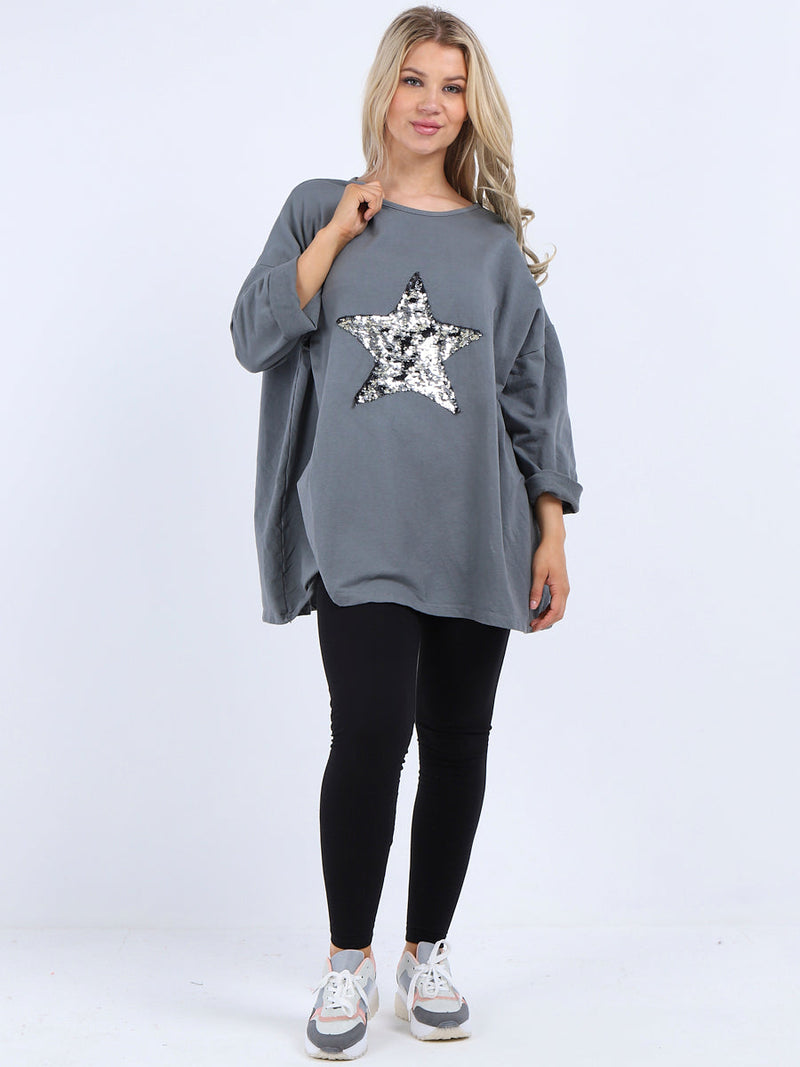 Italian Oversized Top Dark Grey
