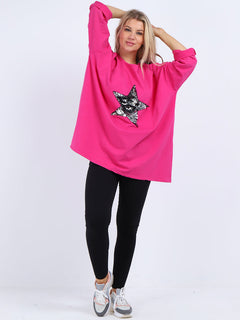 Italian Oversized Top Fuchsia