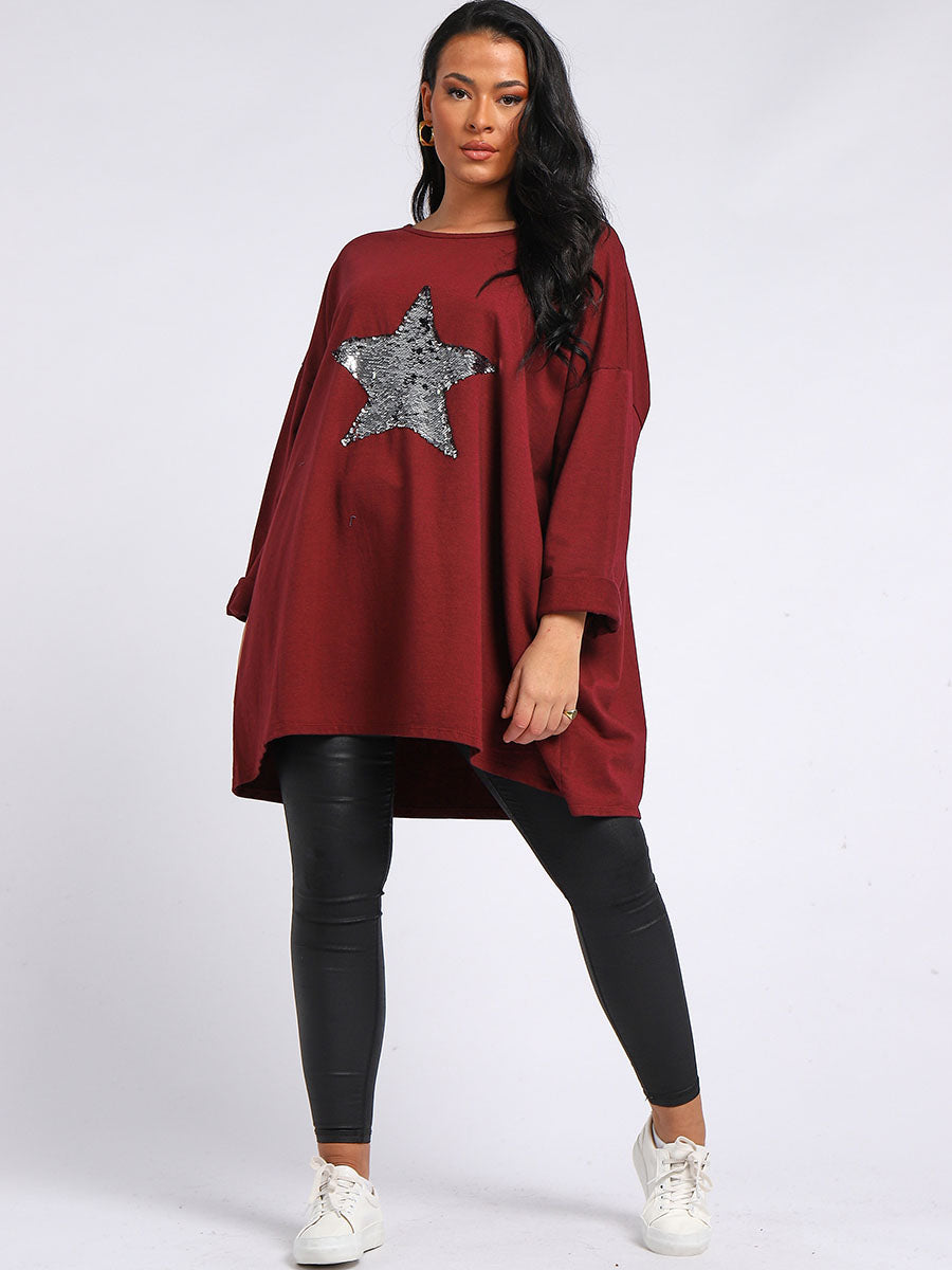 Italian Oversized Top Maroon