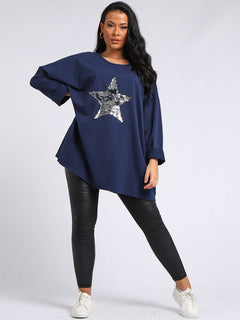 Italian Oversized Top Navy