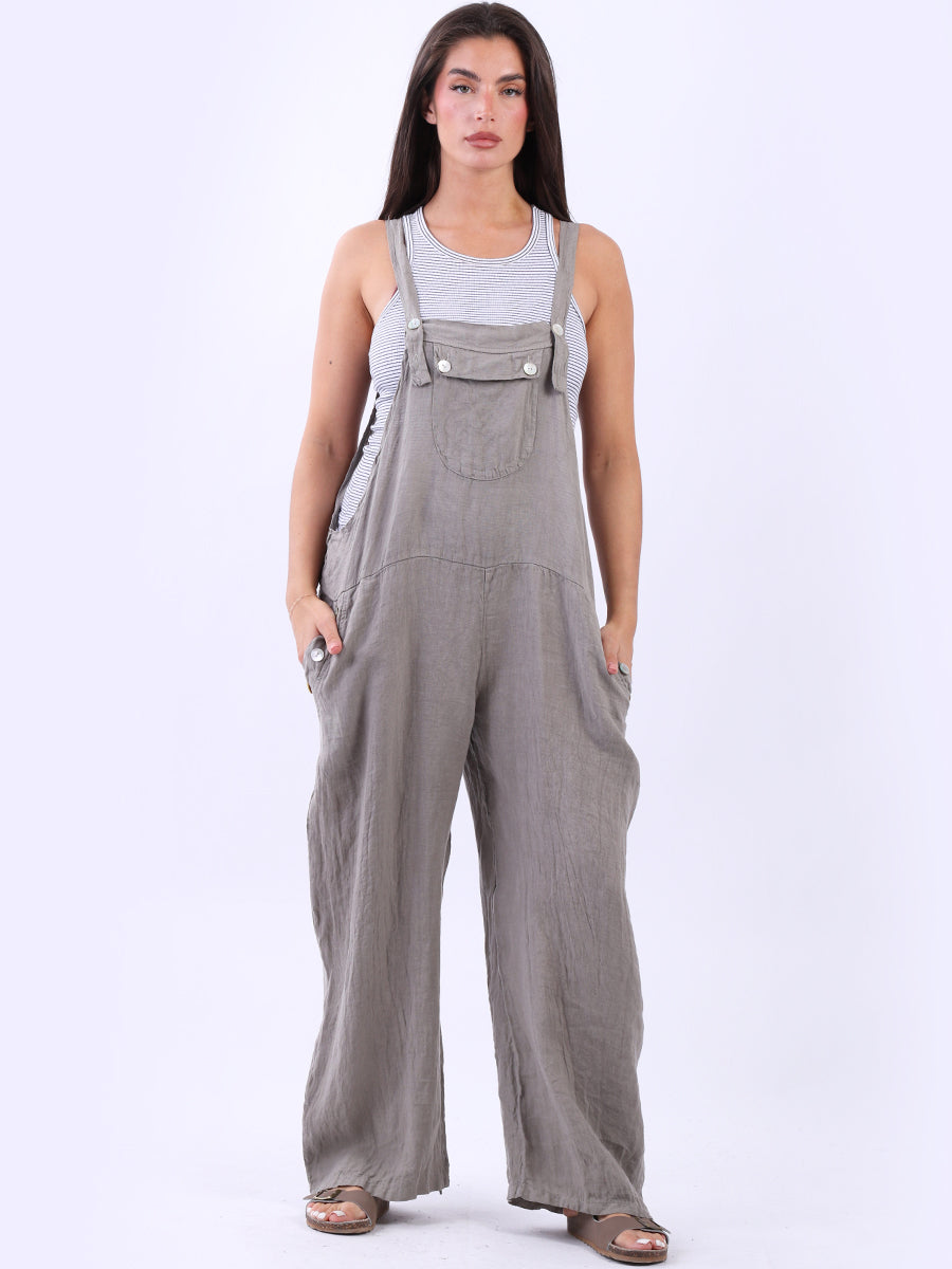 Plus Size Linen Pabo Jumpsuit Mocha