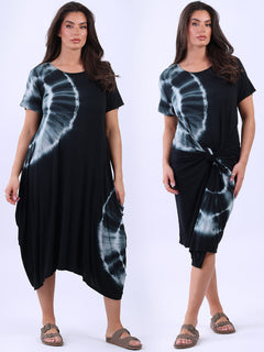 Tie Dyed Oversized Dress Black