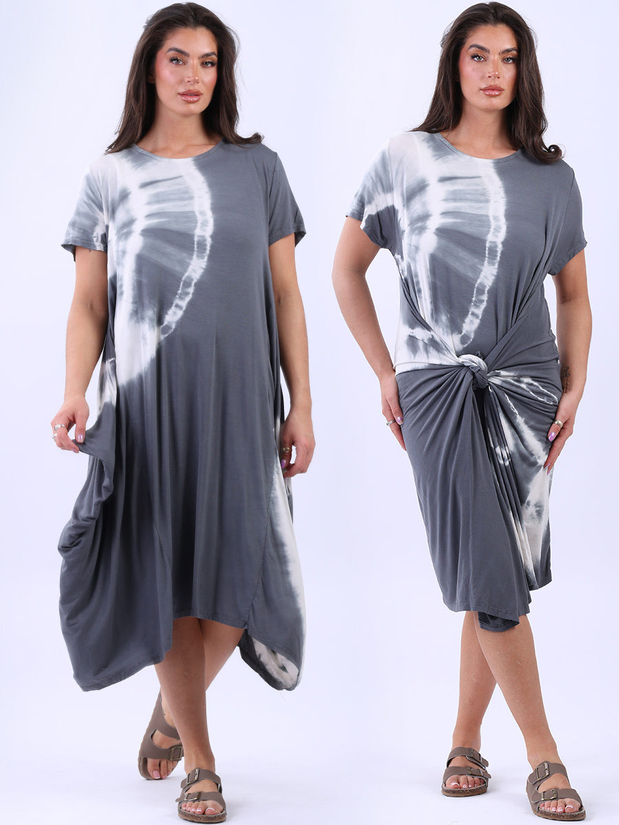 Tie Dyed Oversized Dress Charcoal