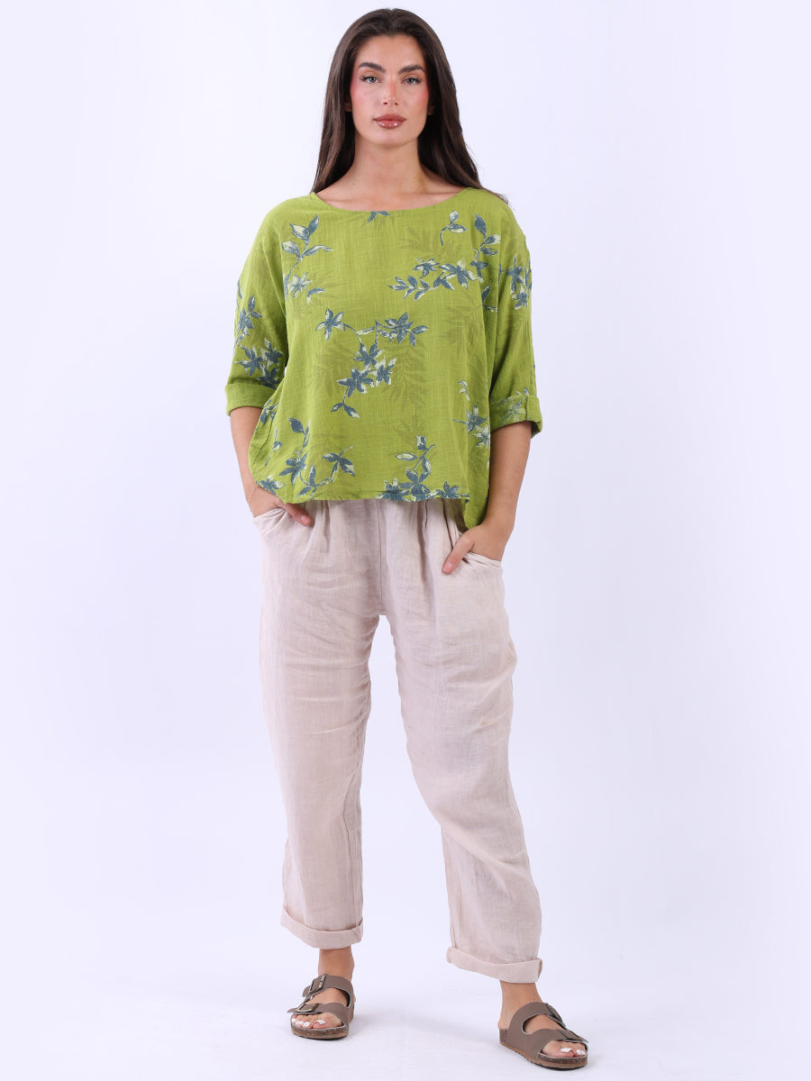 Baggy Cotton Crop Top Olive